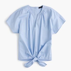 J. CREW TIE-FRONT TOP FRENCH BLUE M